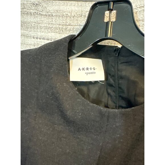 A-K-R-I-S Punto Black Dress With Faux Leather Hem Size 4 - Picture 2 of 5